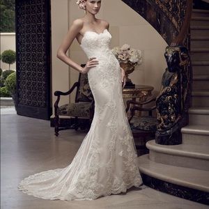 Casablanca Bridal strapless lace detailed and beaded wedding dress